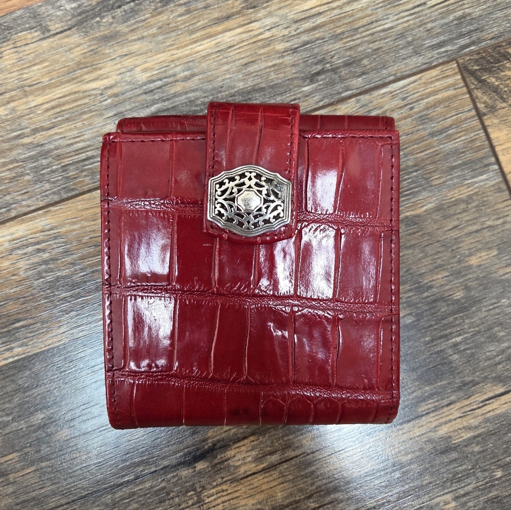 Brighton Red Croc Embossed Leather Wallet